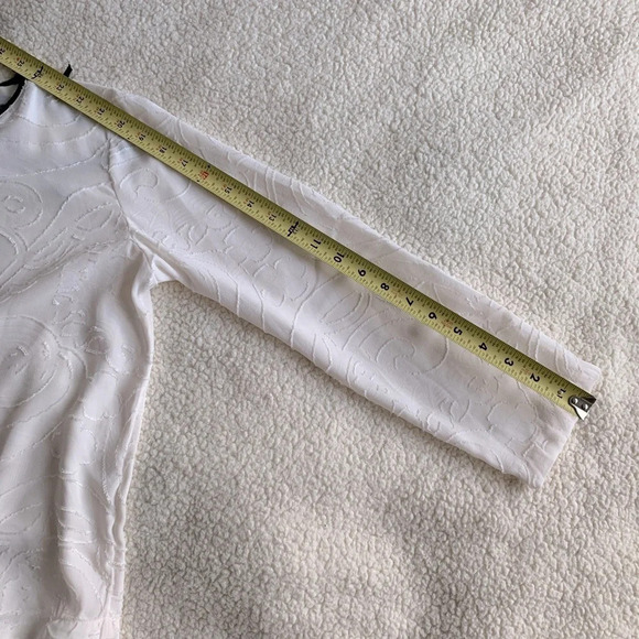 LOFT blouse top Textured Swirl Tie Back Blouse white size Small - Picture 14 of 16